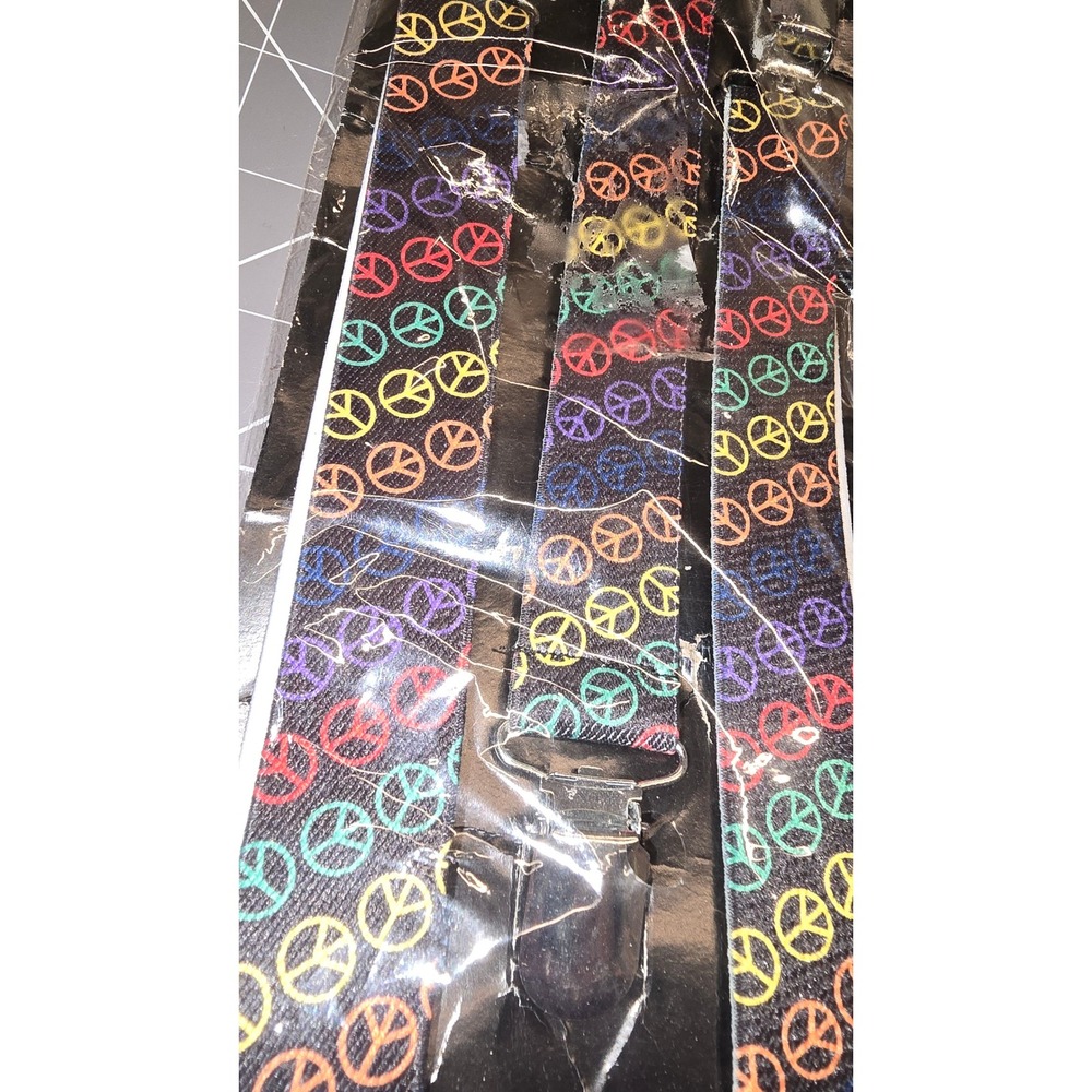 Regent Products Rainbow Peace Sign Suspenders Black Novelty Y-Back G01044